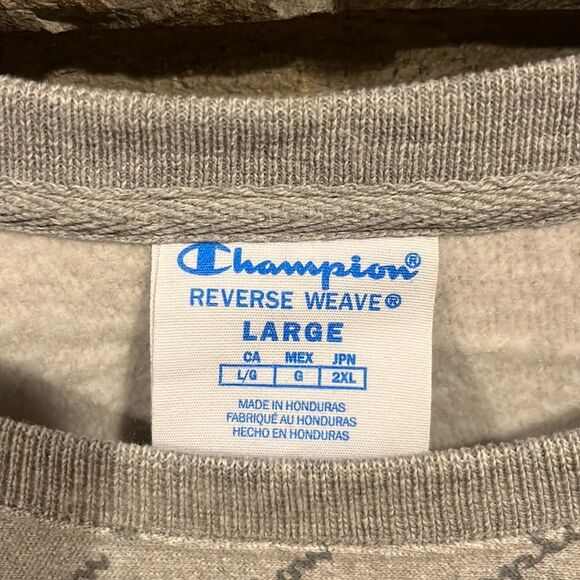Champion Reverse Weave Grey AOP Crewneck Sweatshirt - Picture 6 of 6